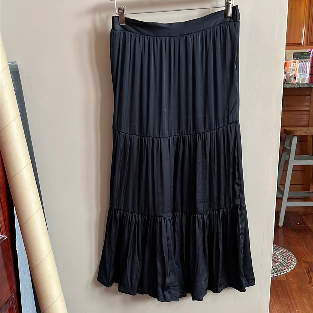 Nine West Tiered Midi Skirt- Satin boho skirt